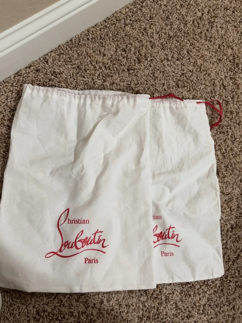 Women’s Christian Louboutin White Leather Low-Top Sneakers with Red Trim Size 6